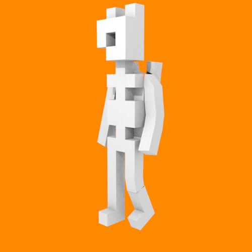 Low poly voxel character rigged preview image